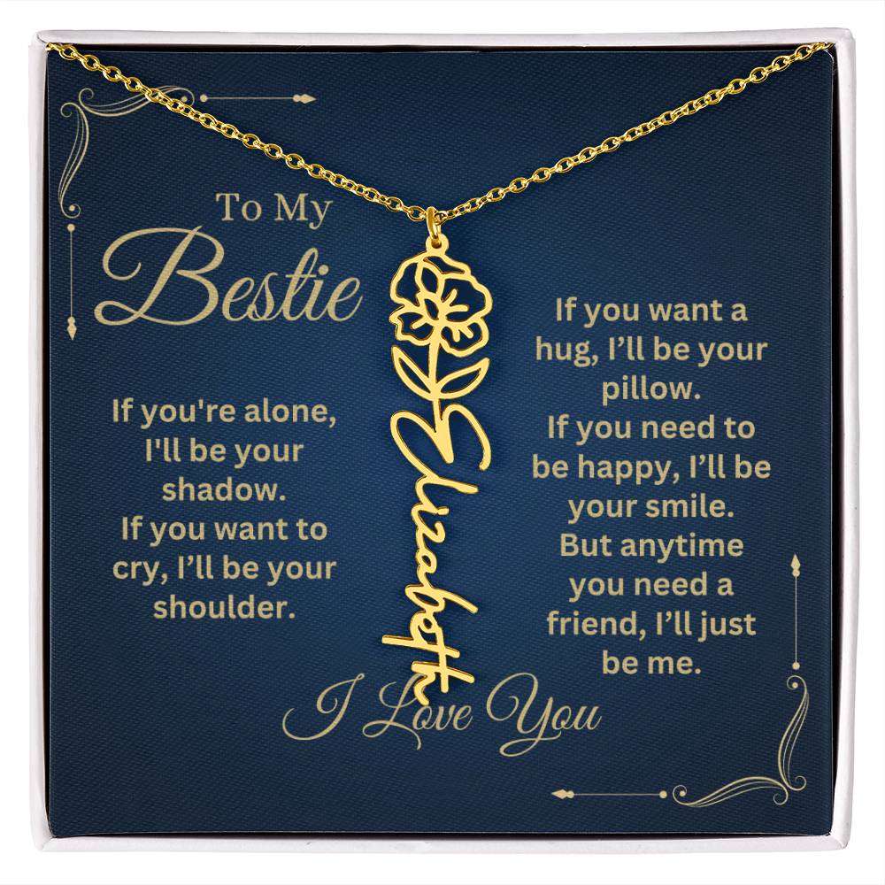 Best Friend Necklace, Best Friend Gift, Gift For Friend, Friendship, Personalized Necklace, Friend Forever Gifts, Flower Name Necklace