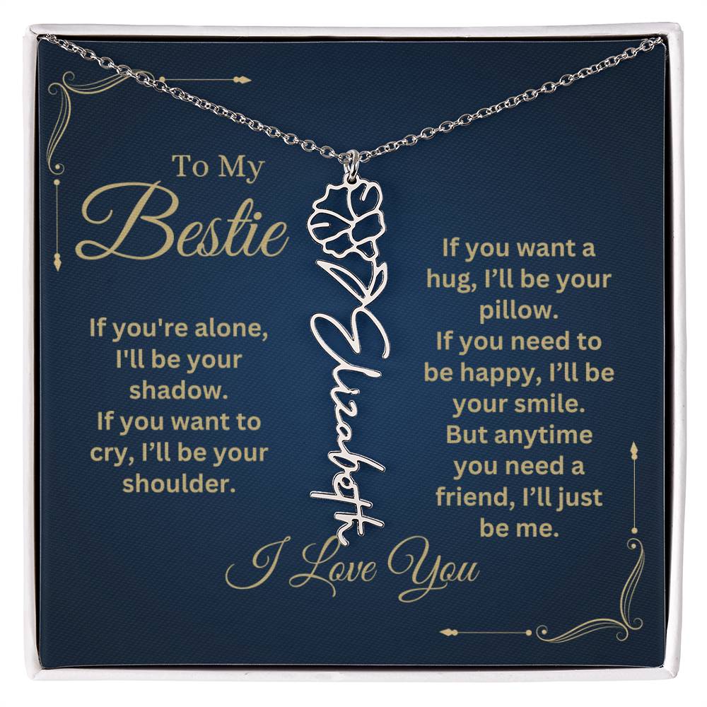 Best Friend Necklace, Best Friend Gift, Gift For Friend, Friendship, Personalized Necklace, Friend Forever Gifts, Flower Name Necklace