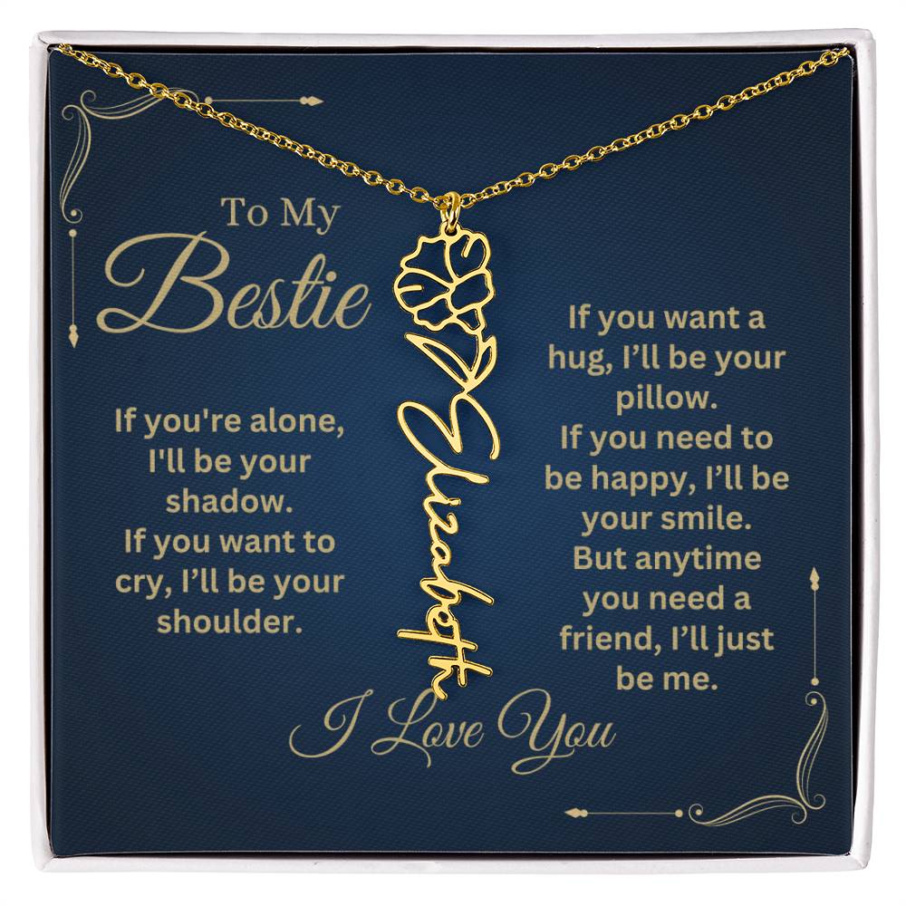 Best Friend Necklace, Best Friend Gift, Gift For Friend, Friendship, Personalized Necklace, Friend Forever Gifts, Flower Name Necklace