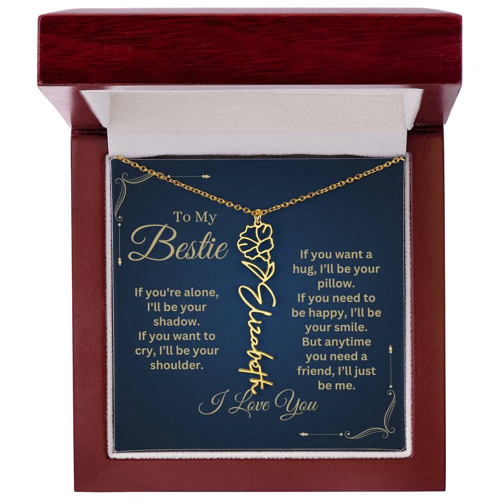 Best Friend Necklace, Best Friend Gift, Gift For Friend, Friendship, Personalized Necklace, Friend Forever Gifts, Flower Name Necklace