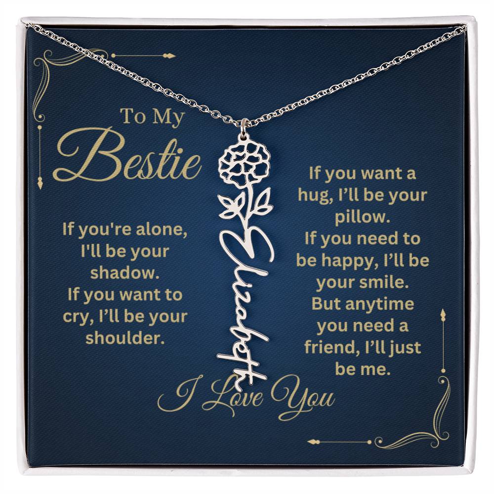 Best Friend Necklace, Best Friend Gift, Gift For Friend, Friendship, Personalized Necklace, Friend Forever Gifts, Flower Name Necklace