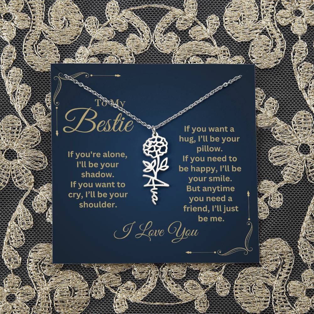 Best Friend Necklace, Best Friend Gift, Gift For Friend, Friendship, Personalized Necklace, Friend Forever Gifts, Flower Name Necklace
