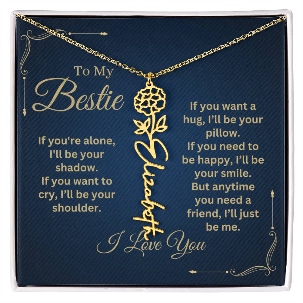 Best Friend Necklace, Best Friend Gift, Gift For Friend, Friendship, Personalized Necklace, Friend Forever Gifts, Flower Name Necklace