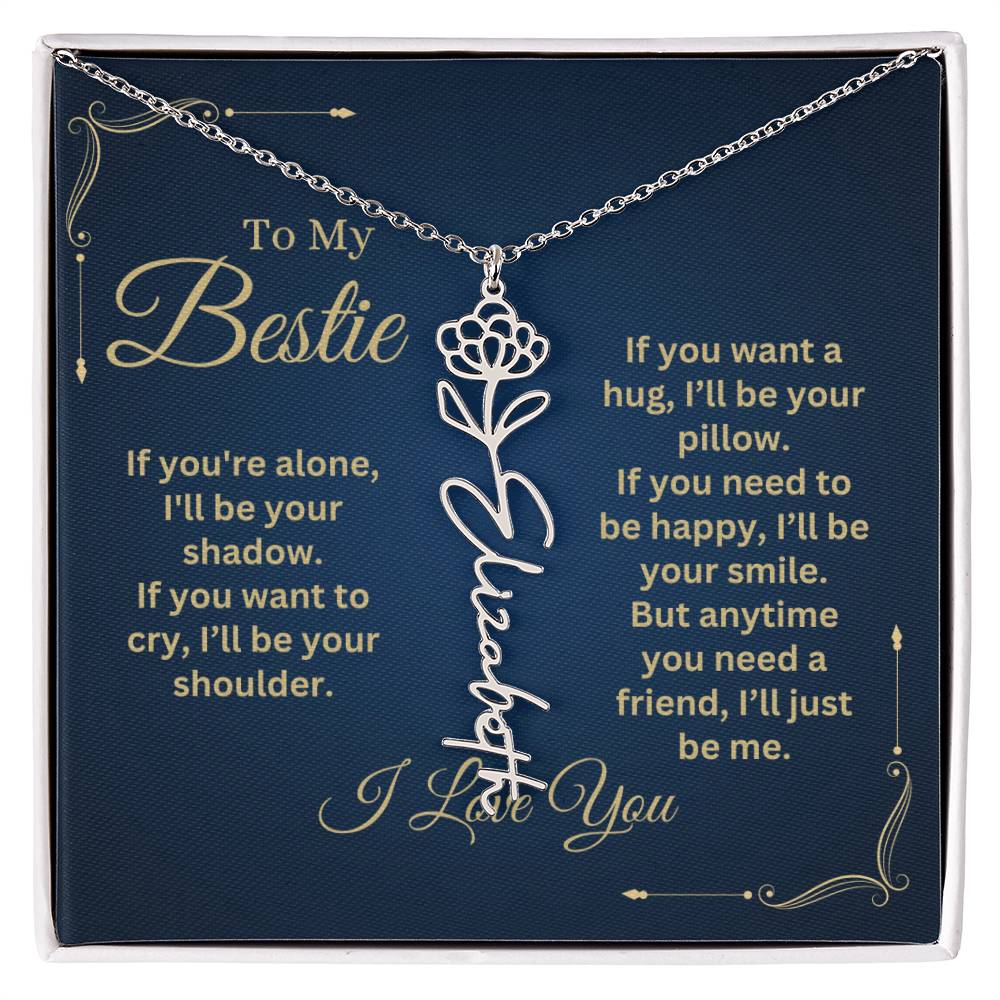 Best Friend Necklace, Best Friend Gift, Gift For Friend, Friendship, Personalized Necklace, Friend Forever Gifts, Flower Name Necklace