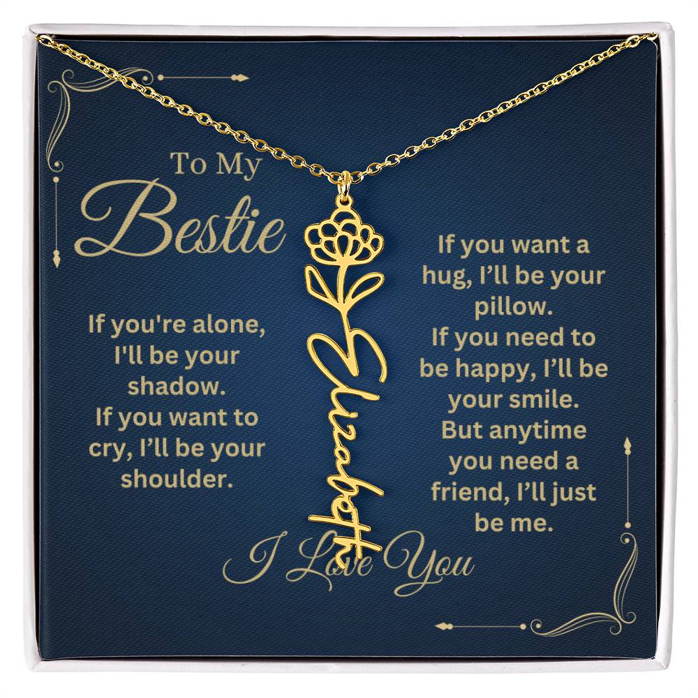 Best Friend Necklace, Best Friend Gift, Gift For Friend, Friendship, Personalized Necklace, Friend Forever Gifts, Flower Name Necklace