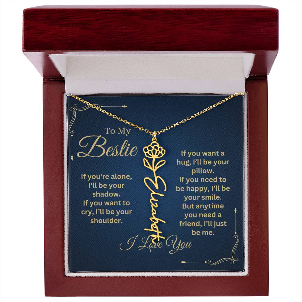 Best Friend Necklace, Best Friend Gift, Gift For Friend, Friendship, Personalized Necklace, Friend Forever Gifts, Flower Name Necklace