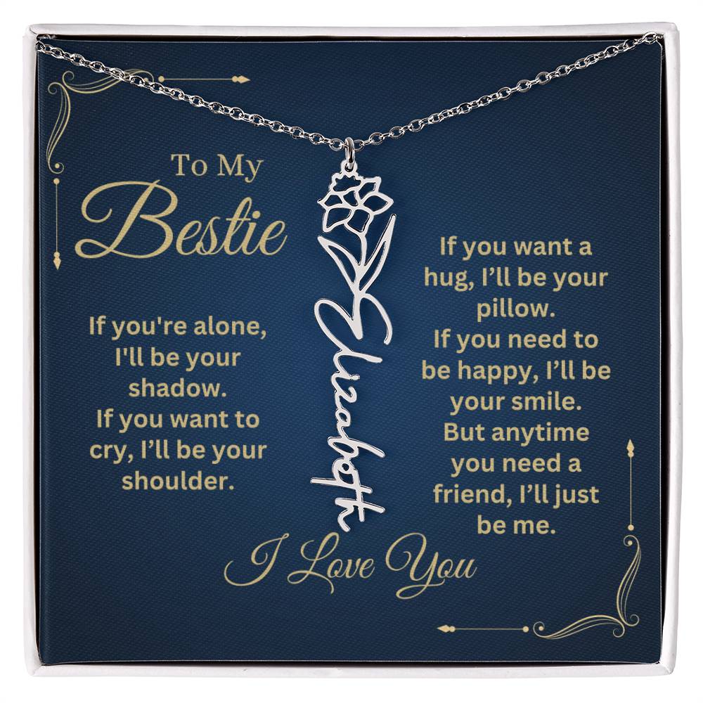 Best Friend Necklace, Best Friend Gift, Gift For Friend, Friendship, Personalized Necklace, Friend Forever Gifts, Flower Name Necklace