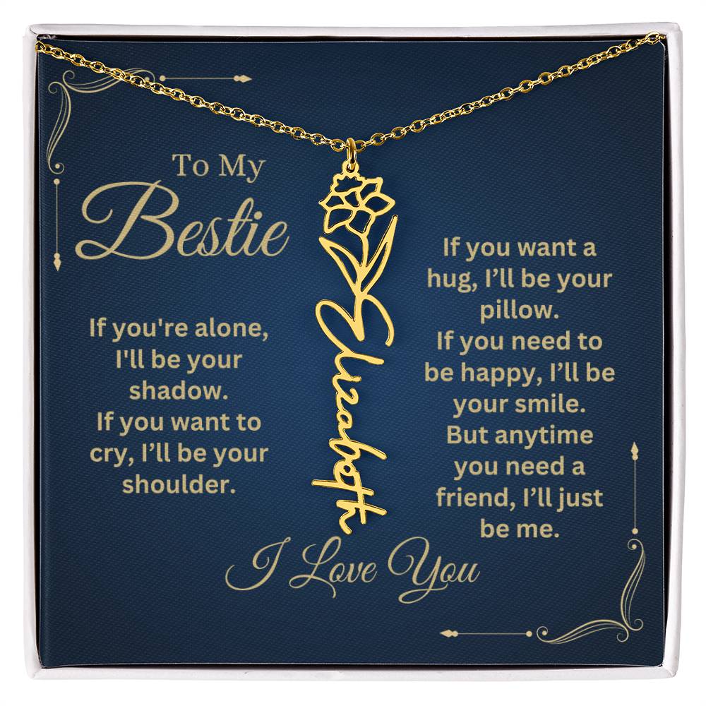 Best Friend Necklace, Best Friend Gift, Gift For Friend, Friendship, Personalized Necklace, Friend Forever Gifts, Flower Name Necklace