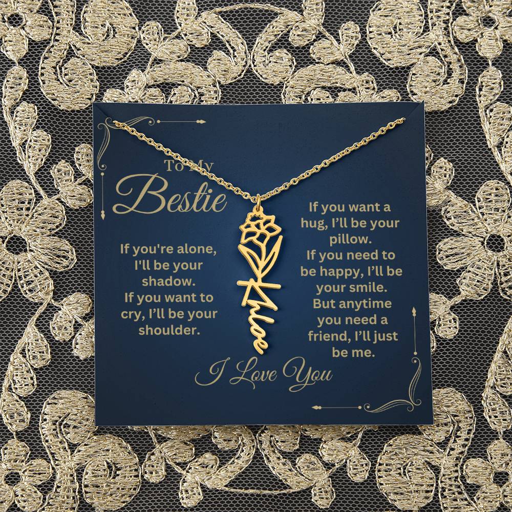 Best Friend Necklace, Best Friend Gift, Gift For Friend, Friendship, Personalized Necklace, Friend Forever Gifts, Flower Name Necklace