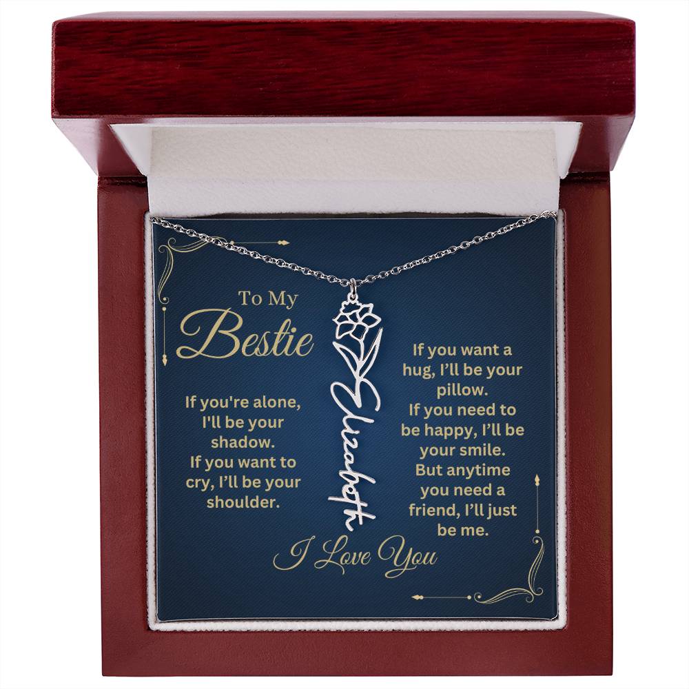 Best Friend Necklace, Best Friend Gift, Gift For Friend, Friendship, Personalized Necklace, Friend Forever Gifts, Flower Name Necklace