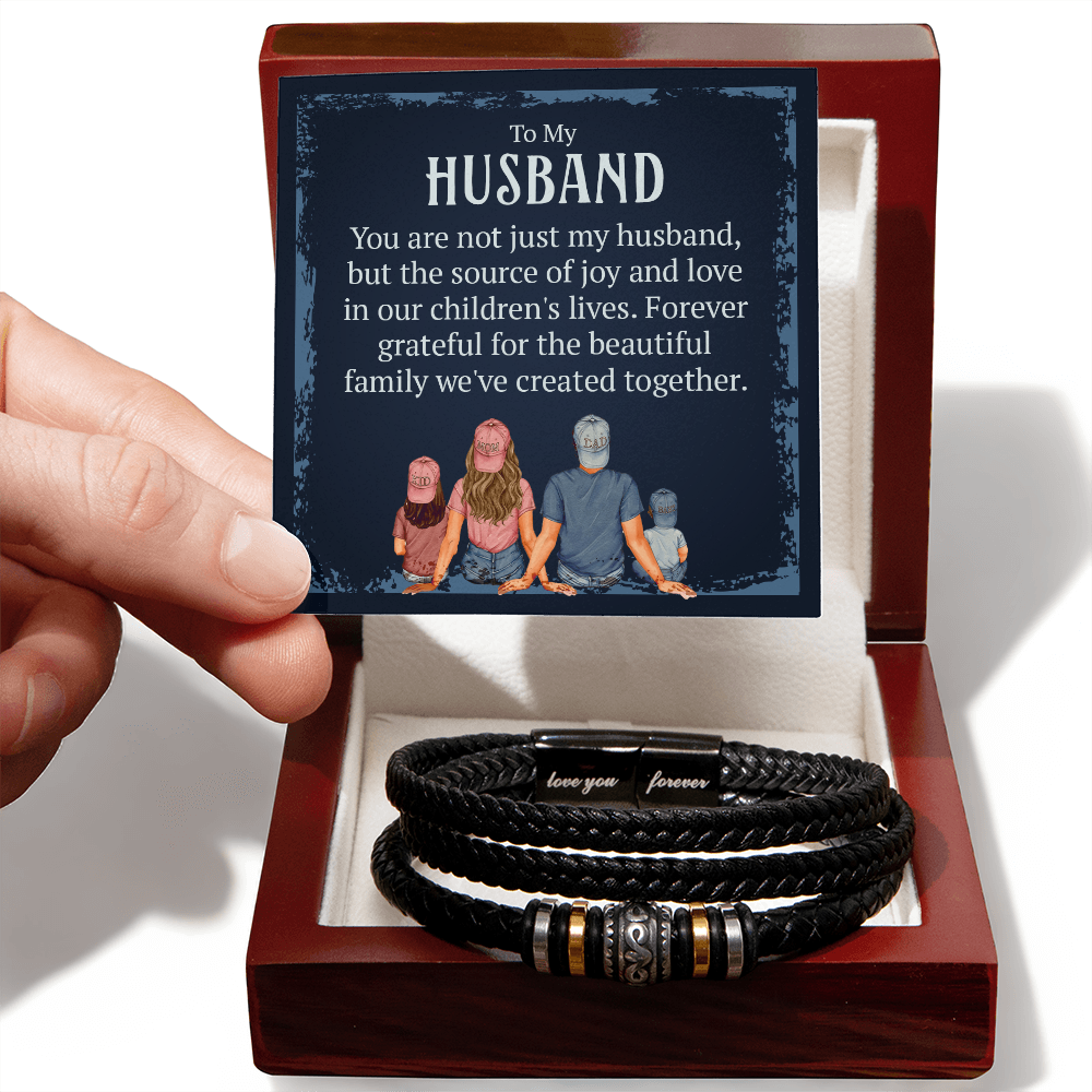 To My Husband - Leather Bracelet - Source of Joy & Love - Family Appreciation Gift