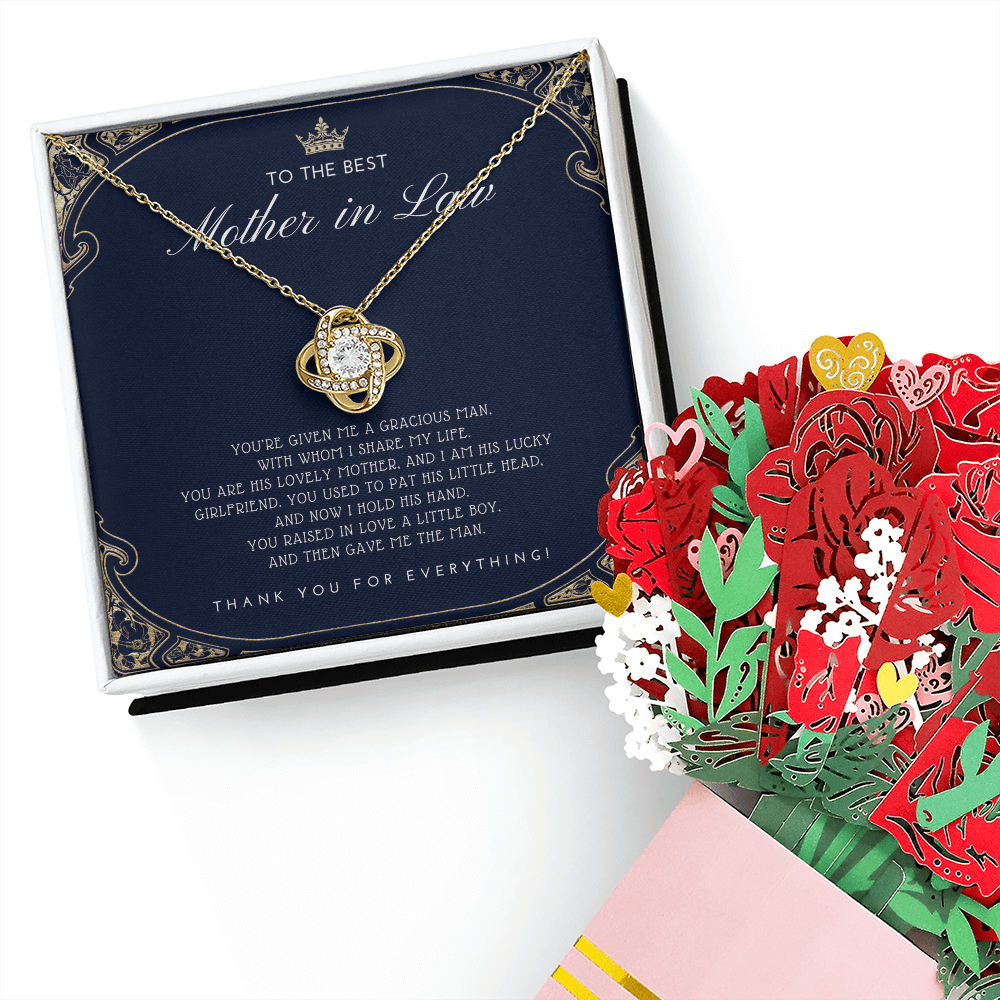 Mother in Law Gift - Mother's Day Gift for Mother-in-Law - Elegant Necklace with Faux Flower Bouquet - Mom in Law Jewelry Gift Set
