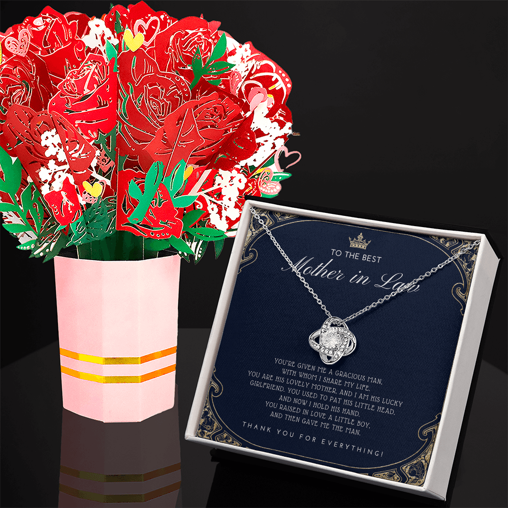 Mother in Law Gift - Mother's Day Gift for Mother-in-Law - Elegant Necklace with Faux Flower Bouquet - Mom in Law Jewelry Gift Set