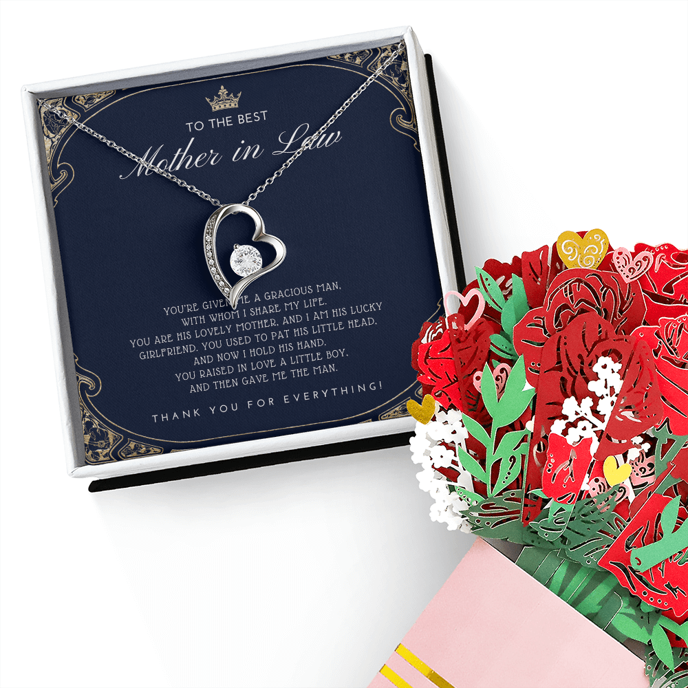 Mother in Law Gift - Mother's Day Gift for Mother-in-Law - Elegant Necklace with Faux Flower Bouquet - Mom in Law Jewelry Gift Set