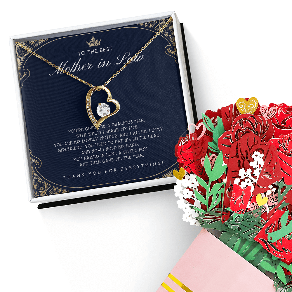 Mother in Law Gift - Mother's Day Gift for Mother-in-Law - Elegant Necklace with Faux Flower Bouquet - Mom in Law Jewelry Gift Set