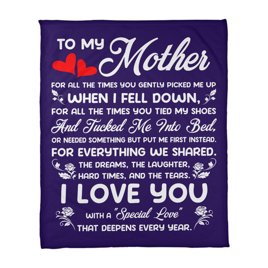 Mother Blanket Gift - To My Mother Letter Blanket - Soft Warm Plush Flannel Throw - Inspirational Message Blanket for Mom - Cozy Home Decor - Thoughtful Keepsake Gift for Her