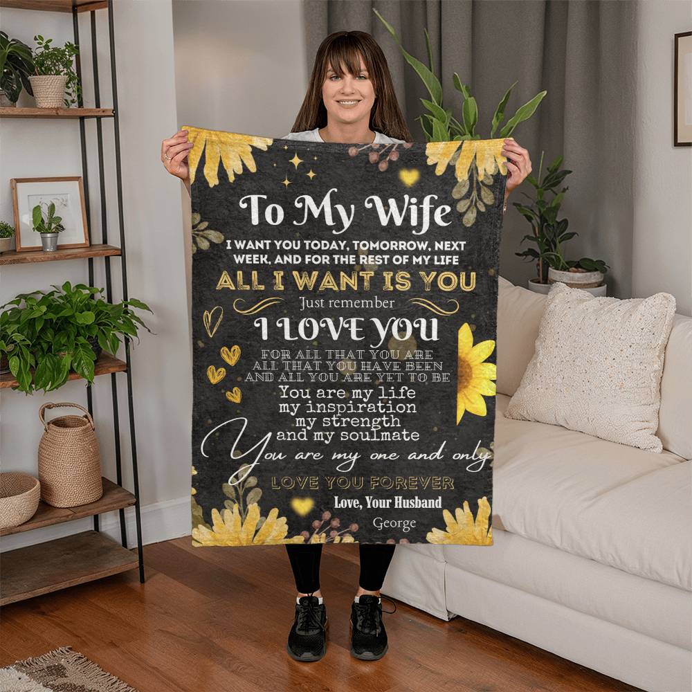 Anniversary Gift for Wife, Wife Gifts Ideas, Custom Blanket for Wife, Wife Birthday Gifts, Gifts from Husband