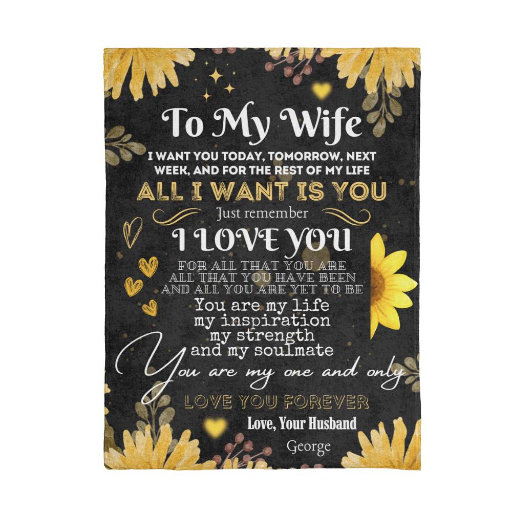 Anniversary Gift for Wife, Wife Gifts Ideas, Custom Blanket for Wife, Wife Birthday Gifts, Gifts from Husband