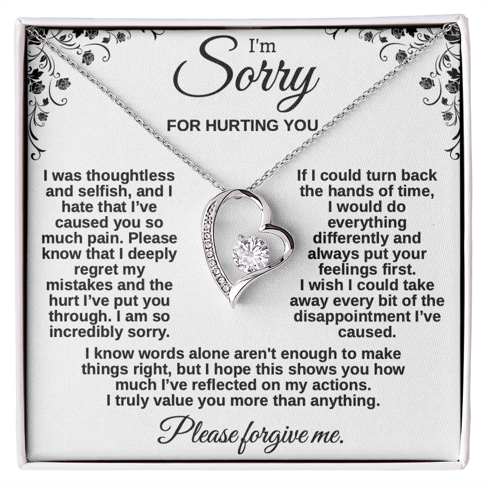 Apology Gift for Her, I'm Sorry Necklace for Girlfriend, Please Forgive Me Jewelry, Meaningful Gift for Wife after Fight, Heartfelt Message Card