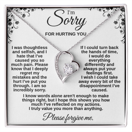 Apology Gift for Her, I'm Sorry Necklace for Girlfriend, Please Forgive Me Jewelry, Meaningful Gift for Wife after Fight, Heartfelt Message Card