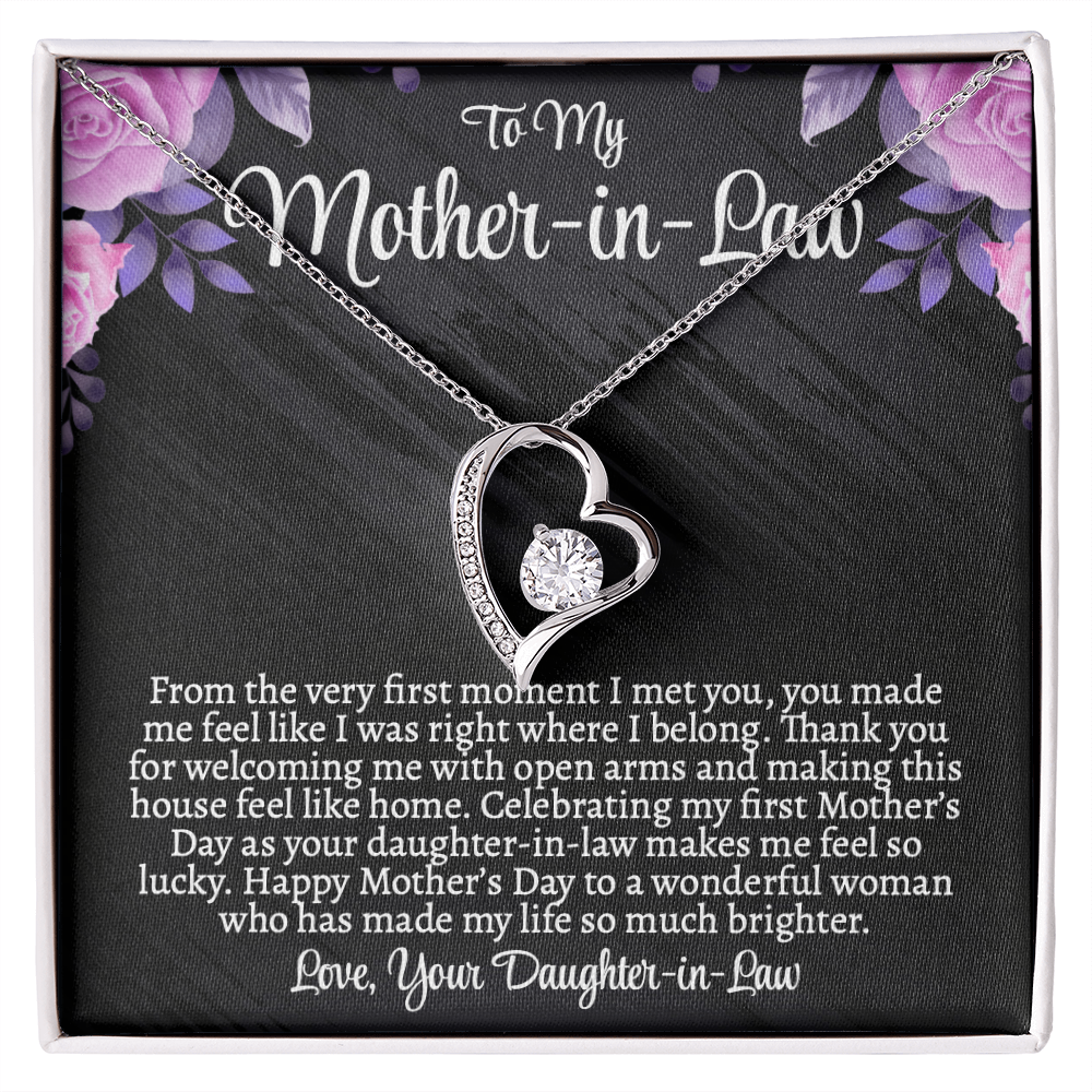 First Mother's Day Gift for Mother-in-Law, Forever Love Necklace with Personalized Message Card, Daughter-in-Law to Mother-in-Law Jewelry Gift