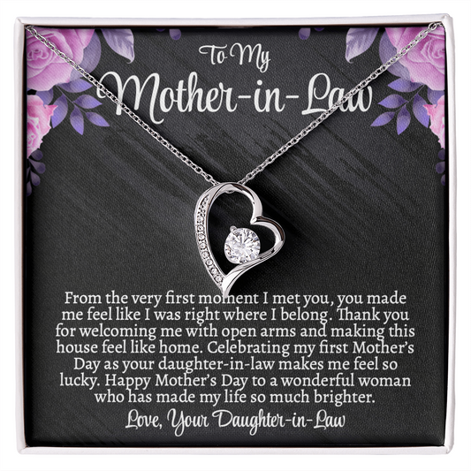 First Mother's Day Gift for Mother-in-Law, Forever Love Necklace with Personalized Message Card, Daughter-in-Law to Mother-in-Law Jewelry Gift