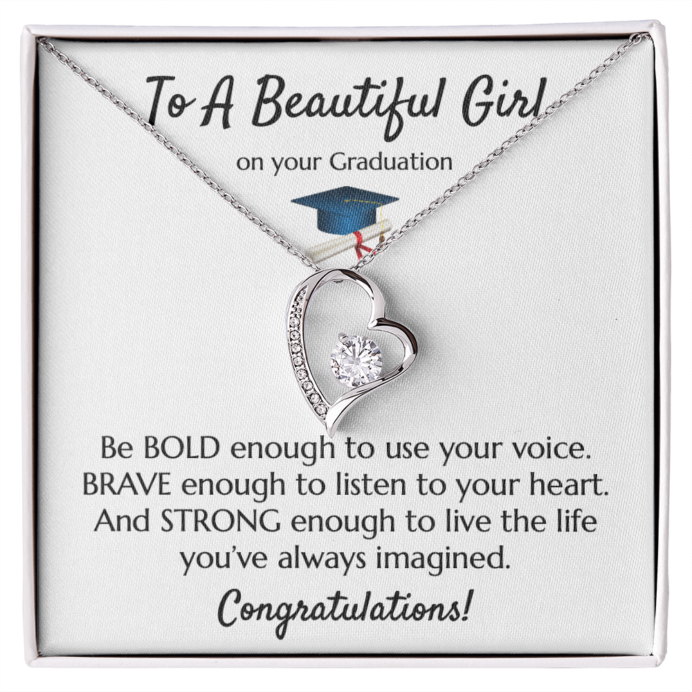 Empowering Graduation Jewelry - Bold Brave Strong Necklace Gift for Daughter or Granddaughter