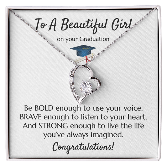 Empowering Graduation Jewelry - Bold Brave Strong Necklace Gift for Daughter or Granddaughter