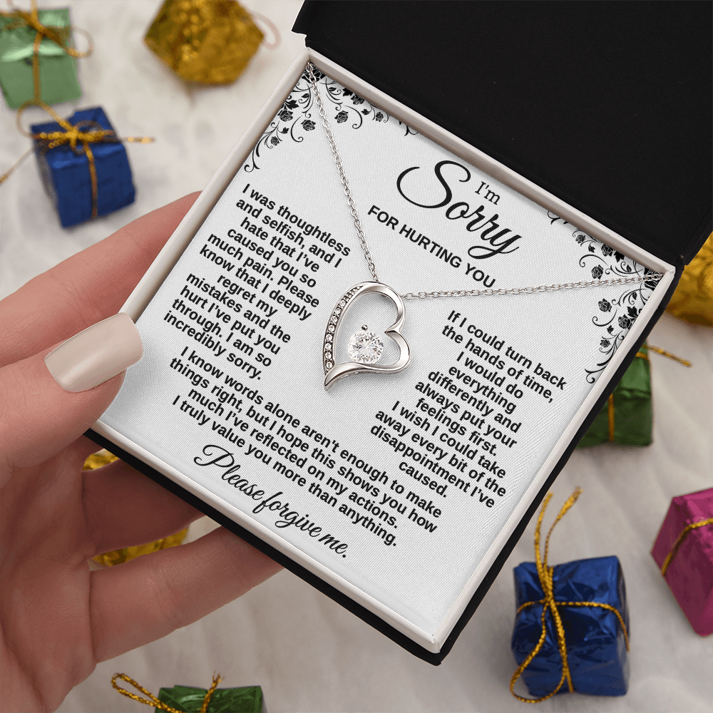 Apology Gift for Her, I'm Sorry Necklace for Girlfriend, Please Forgive Me Jewelry, Meaningful Gift for Wife after Fight, Heartfelt Message Card