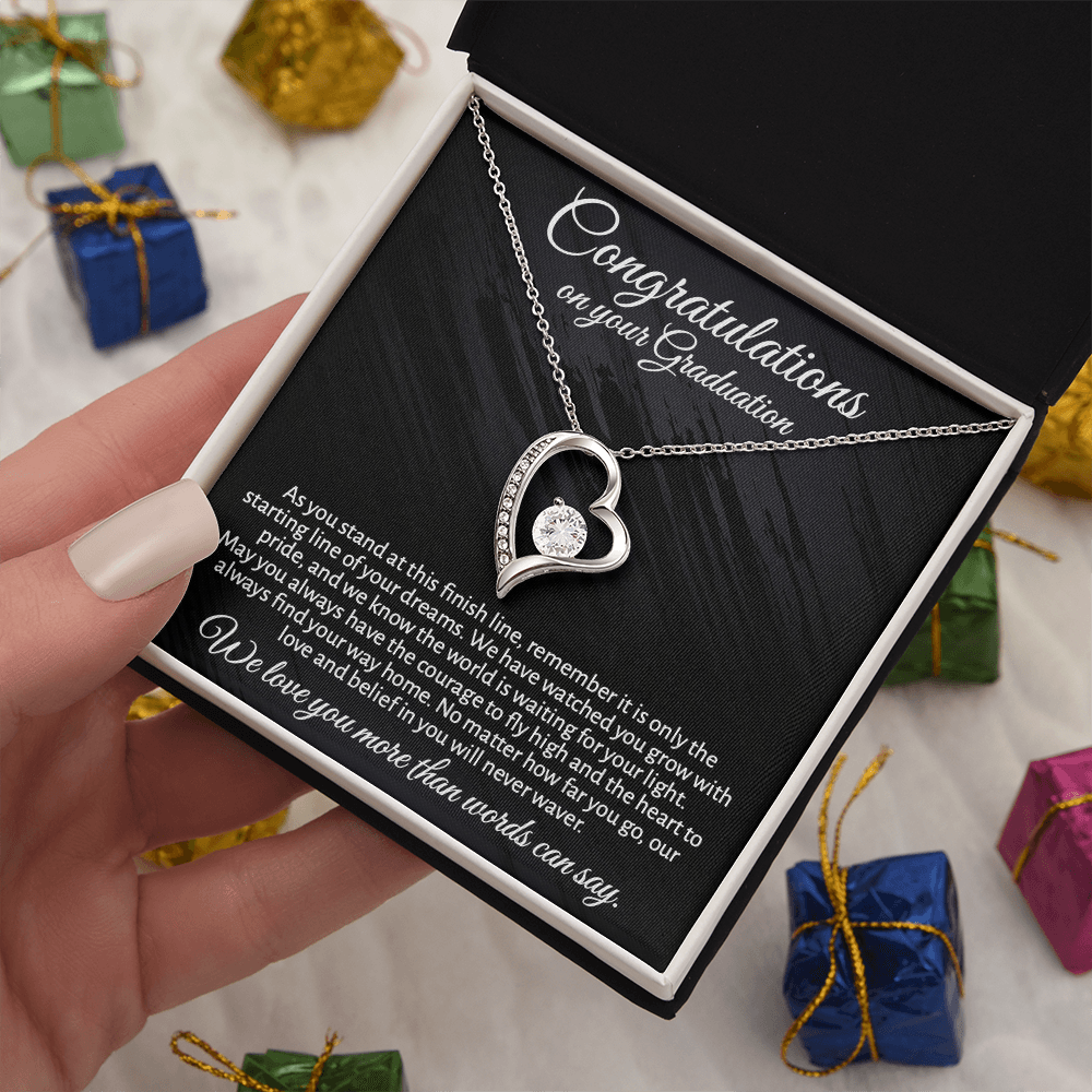 Meaningful Graduation Gift for Daughter or Granddaughter - "Congratulations" Heart Necklace