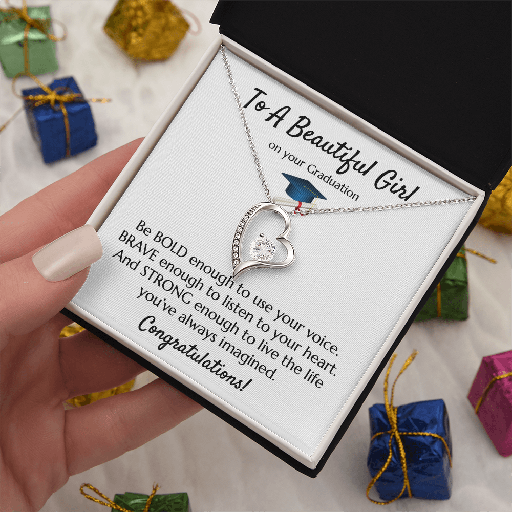 Empowering Graduation Jewelry - Bold Brave Strong Necklace Gift for Daughter or Granddaughter
