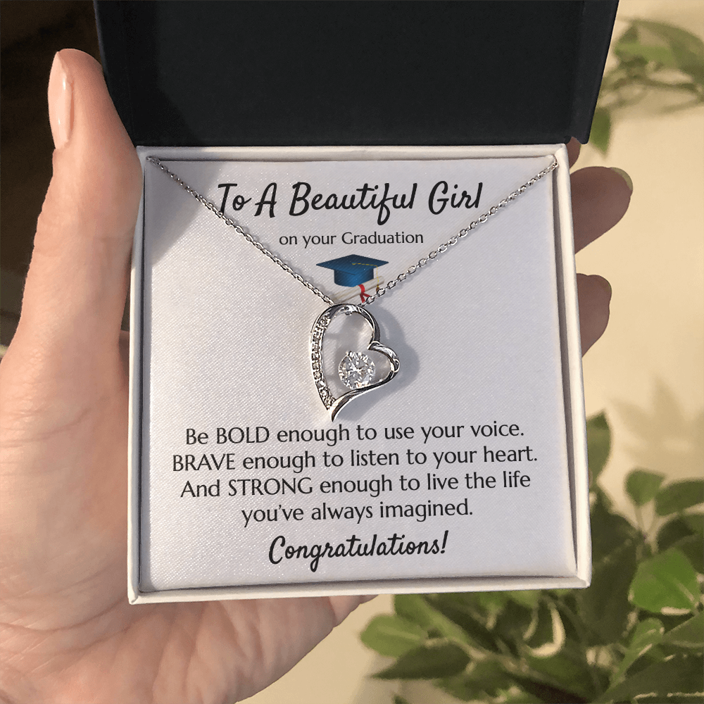 Empowering Graduation Jewelry - Bold Brave Strong Necklace Gift for Daughter or Granddaughter