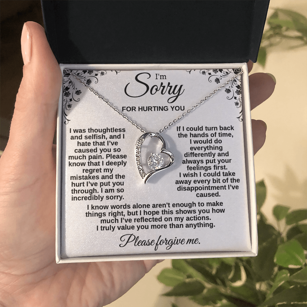 Apology Gift for Her, I'm Sorry Necklace for Girlfriend, Please Forgive Me Jewelry, Meaningful Gift for Wife after Fight, Heartfelt Message Card