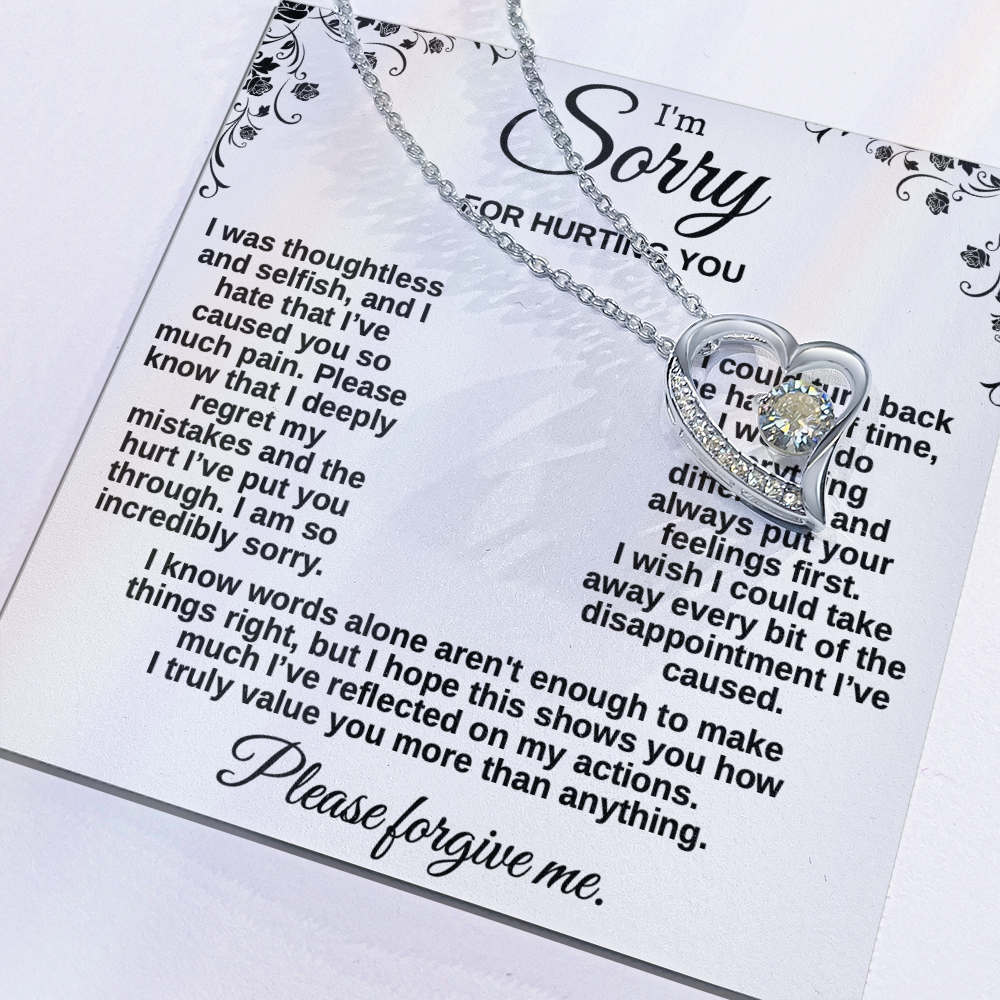 Apology Gift for Her, I'm Sorry Necklace for Girlfriend, Please Forgive Me Jewelry, Meaningful Gift for Wife after Fight, Heartfelt Message Card