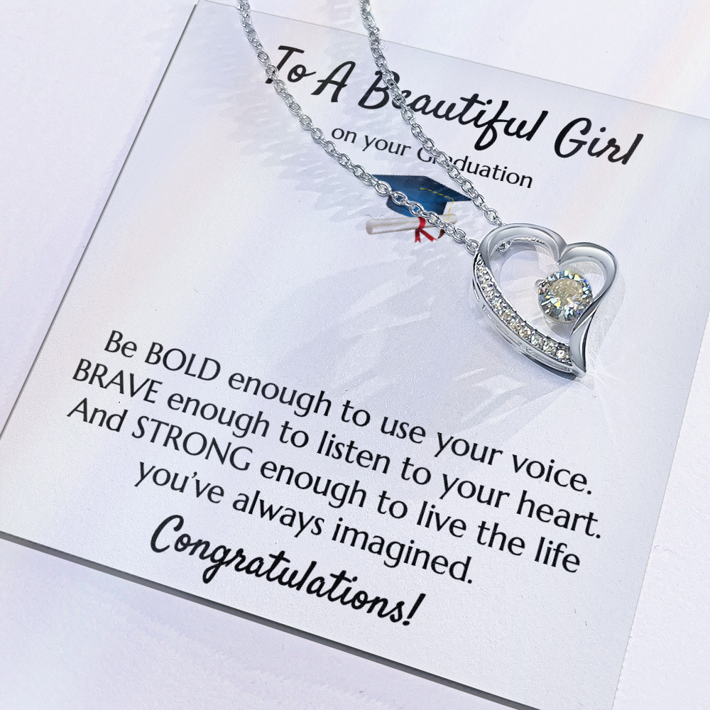 Empowering Graduation Jewelry - Bold Brave Strong Necklace Gift for Daughter or Granddaughter