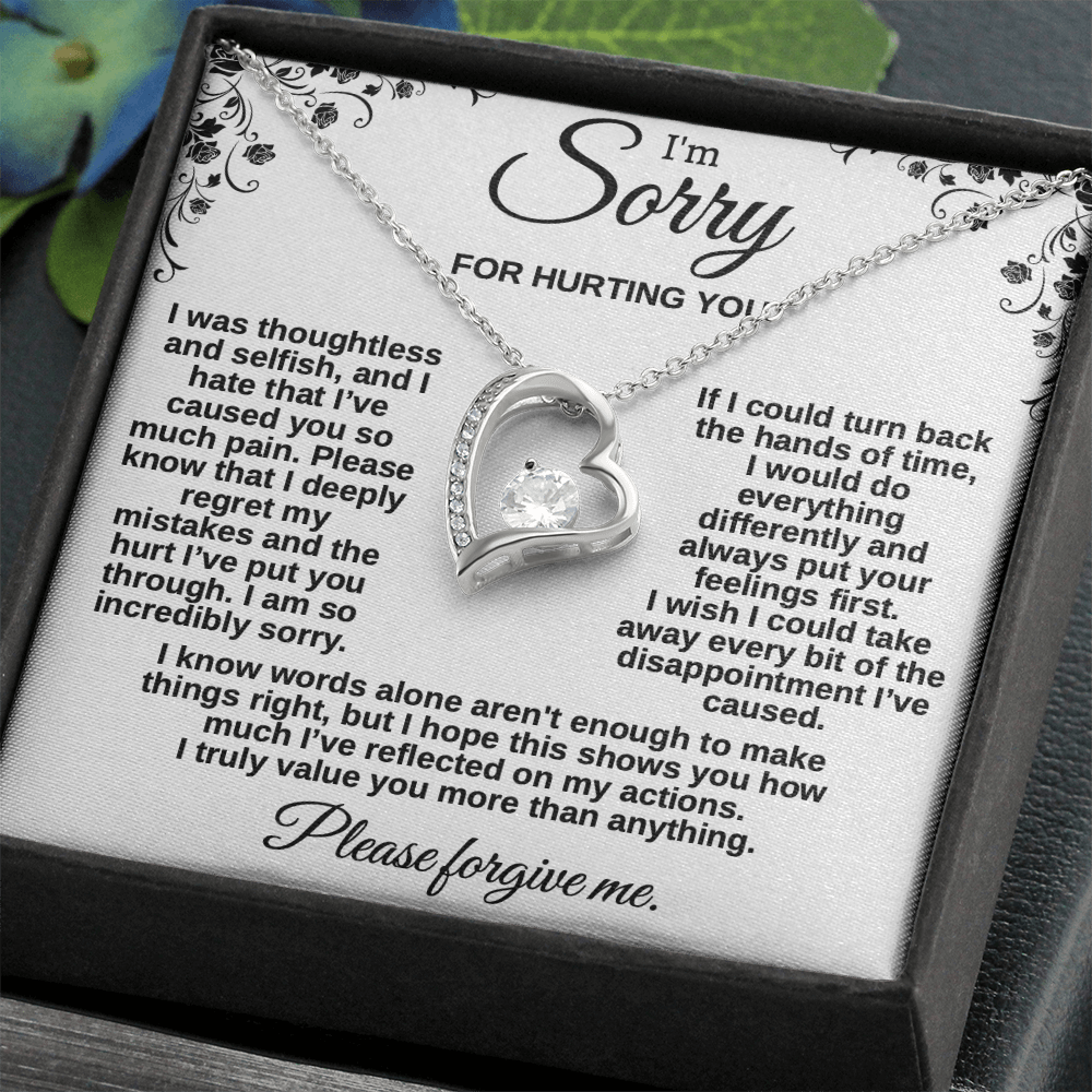 Apology Gift for Her, I'm Sorry Necklace for Girlfriend, Please Forgive Me Jewelry, Meaningful Gift for Wife after Fight, Heartfelt Message Card