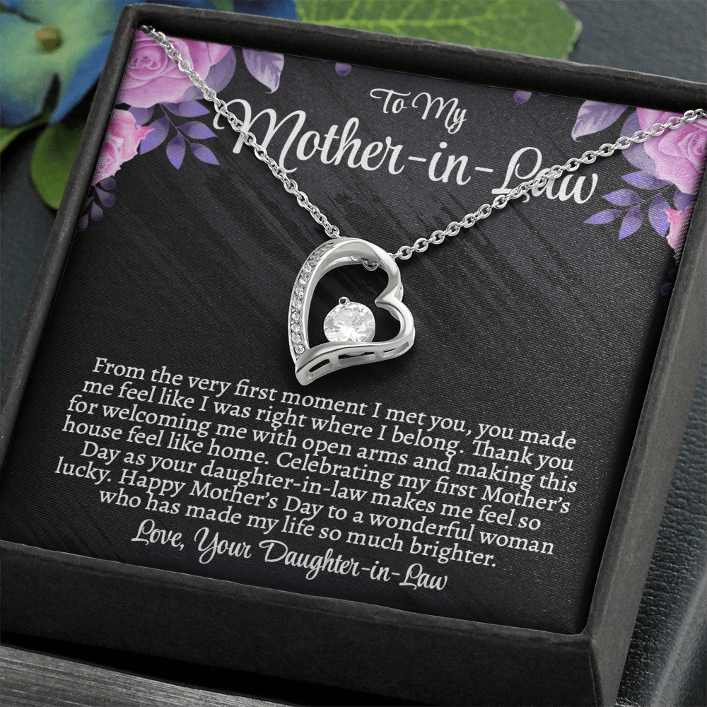 First Mother's Day Gift for Mother-in-Law, Forever Love Necklace with Personalized Message Card, Daughter-in-Law to Mother-in-Law Jewelry Gift