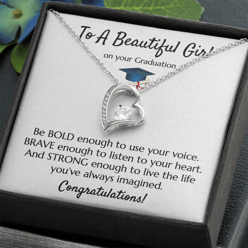 Empowering Graduation Jewelry - Bold Brave Strong Necklace Gift for Daughter or Granddaughter