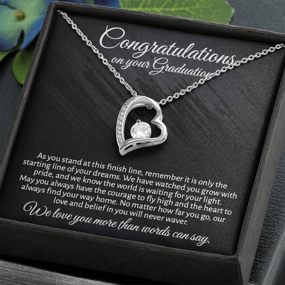 Meaningful Graduation Gift for Daughter or Granddaughter - "Congratulations" Heart Necklace