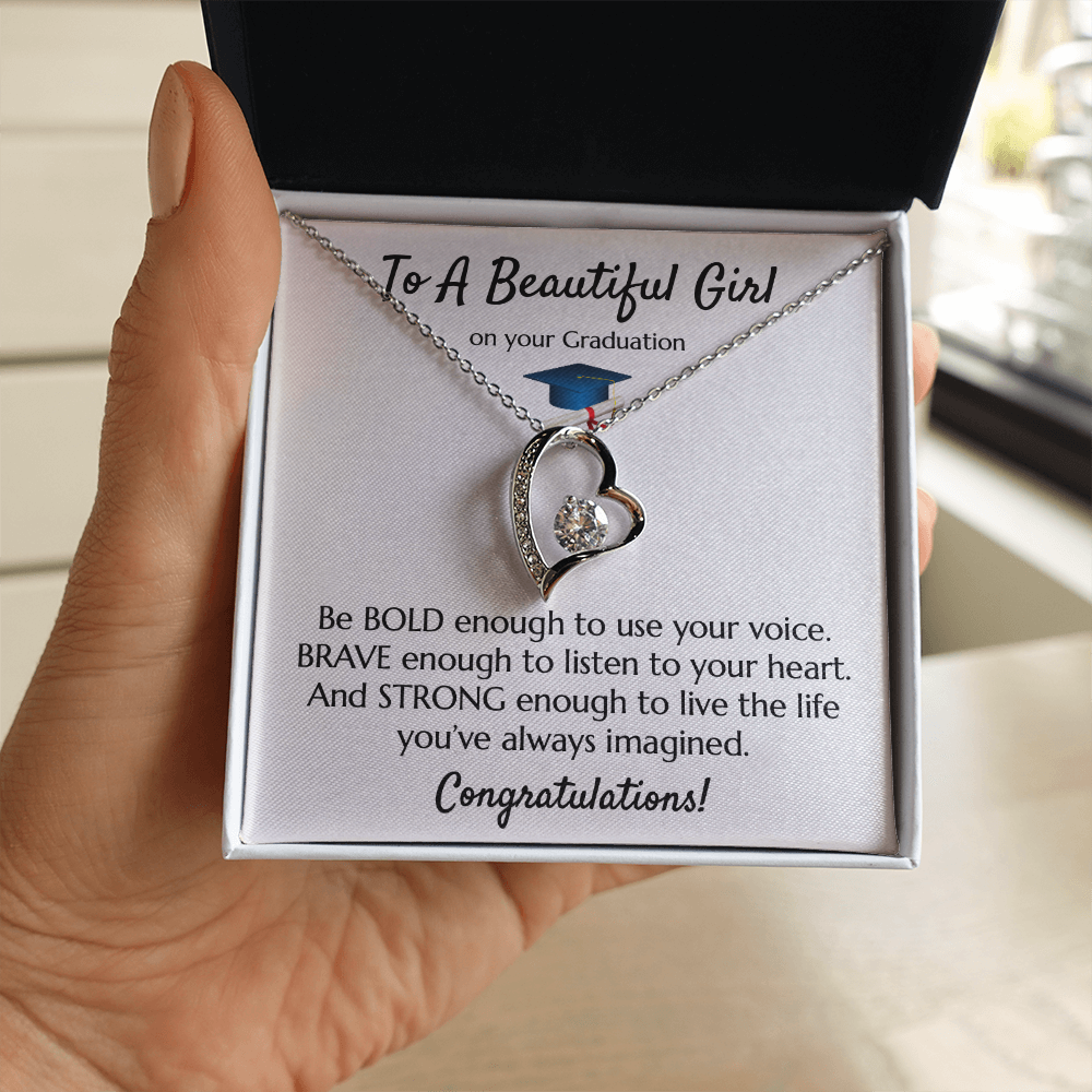 Empowering Graduation Jewelry - Bold Brave Strong Necklace Gift for Daughter or Granddaughter