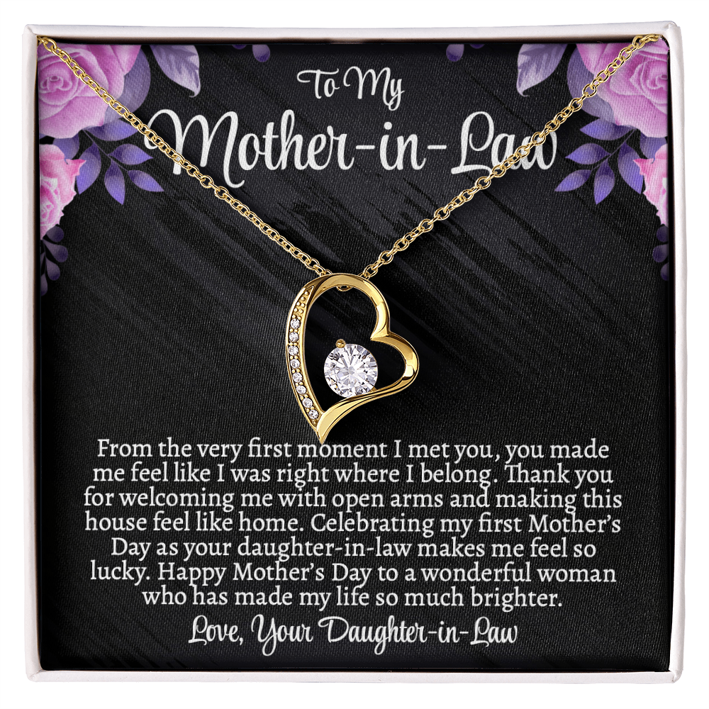First Mother's Day Gift for Mother-in-Law, Forever Love Necklace with Personalized Message Card, Daughter-in-Law to Mother-in-Law Jewelry Gift
