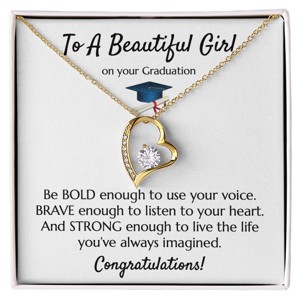 Empowering Graduation Jewelry - Bold Brave Strong Necklace Gift for Daughter or Granddaughter