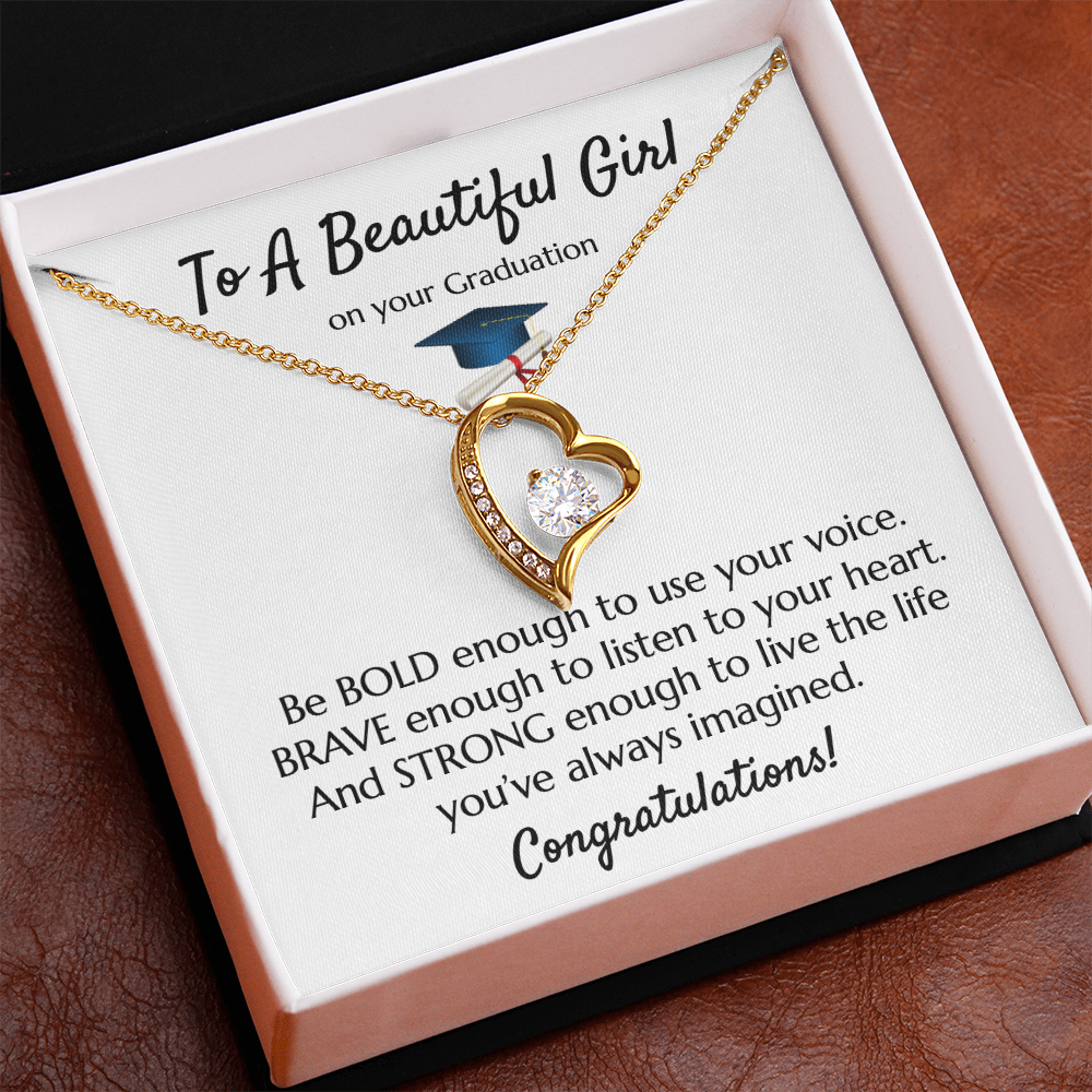 Empowering Graduation Jewelry - Bold Brave Strong Necklace Gift for Daughter or Granddaughter