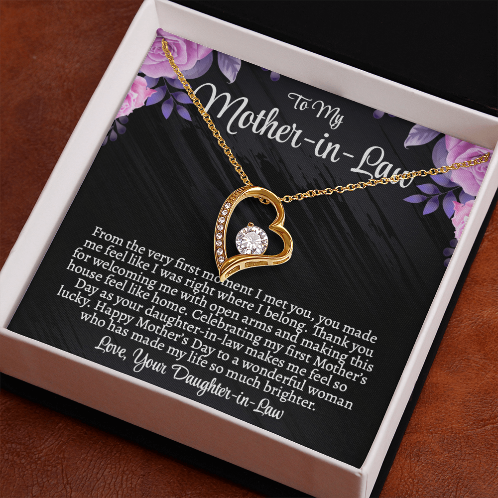 First Mother's Day Gift for Mother-in-Law, Forever Love Necklace with Personalized Message Card, Daughter-in-Law to Mother-in-Law Jewelry Gift
