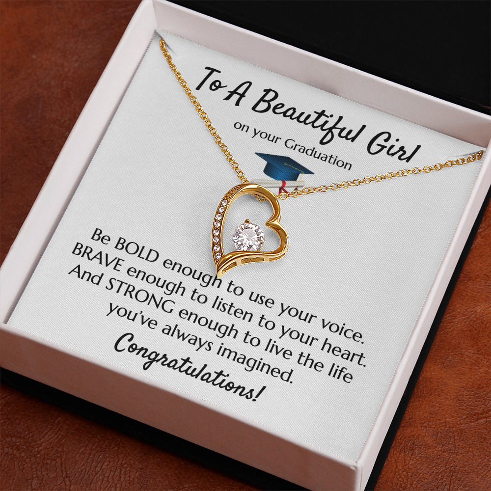 Empowering Graduation Jewelry - Bold Brave Strong Necklace Gift for Daughter or Granddaughter