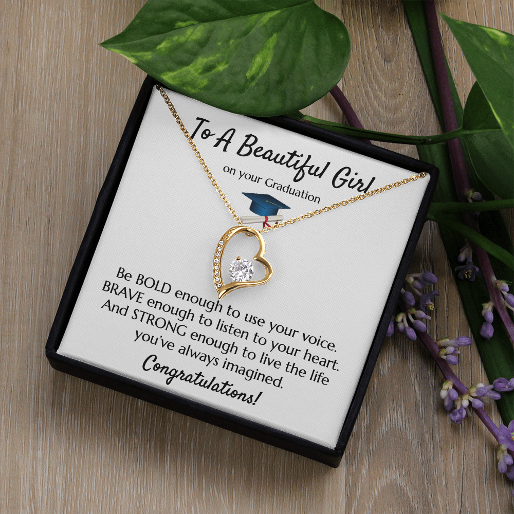 Empowering Graduation Jewelry - Bold Brave Strong Necklace Gift for Daughter or Granddaughter