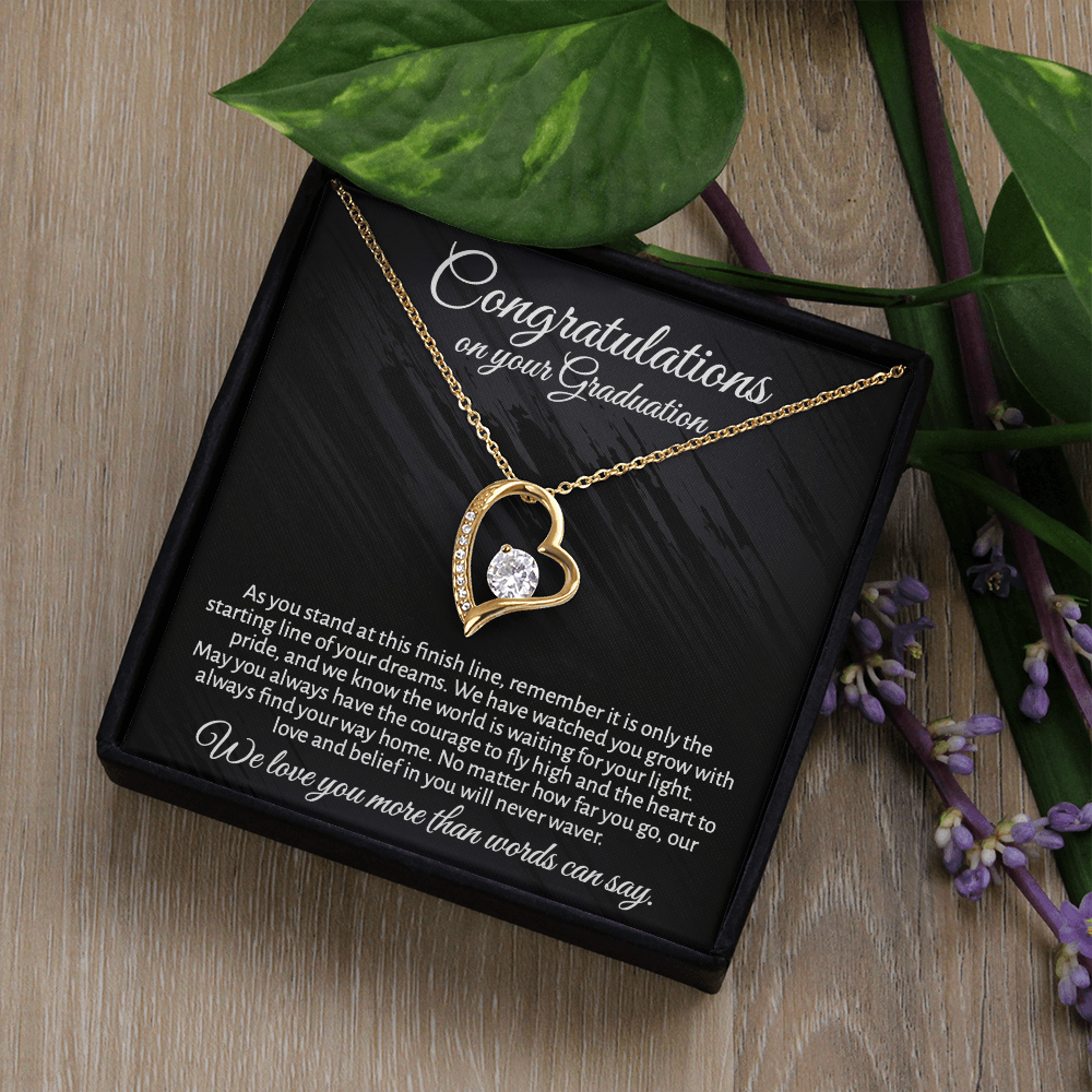 Meaningful Graduation Gift for Daughter or Granddaughter - "Congratulations" Heart Necklace