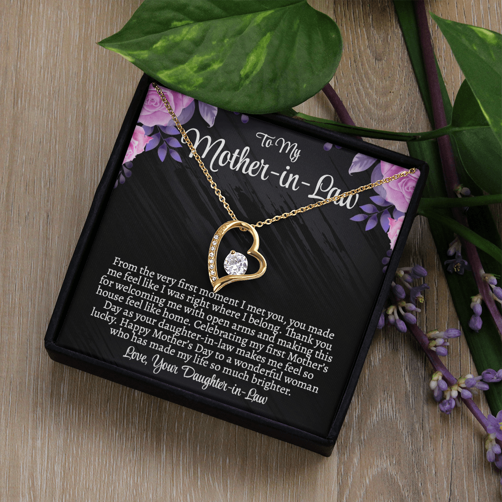 First Mother's Day Gift for Mother-in-Law, Forever Love Necklace with Personalized Message Card, Daughter-in-Law to Mother-in-Law Jewelry Gift