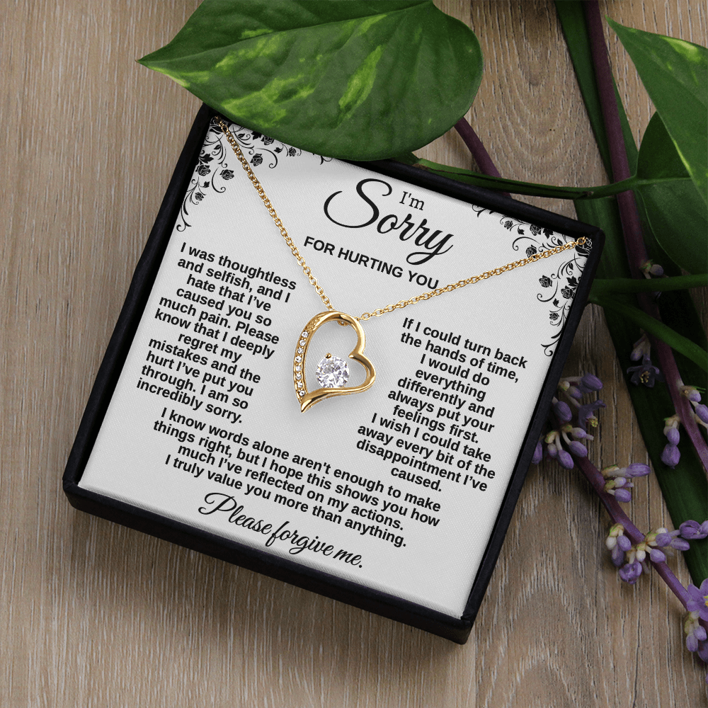 Apology Gift for Her, I'm Sorry Necklace for Girlfriend, Please Forgive Me Jewelry, Meaningful Gift for Wife after Fight, Heartfelt Message Card