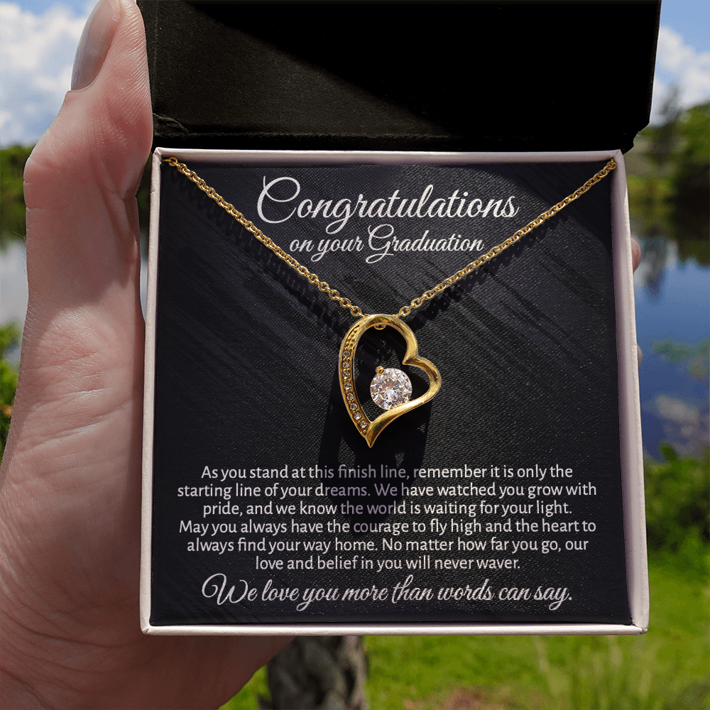 Meaningful Graduation Gift for Daughter or Granddaughter - "Congratulations" Heart Necklace